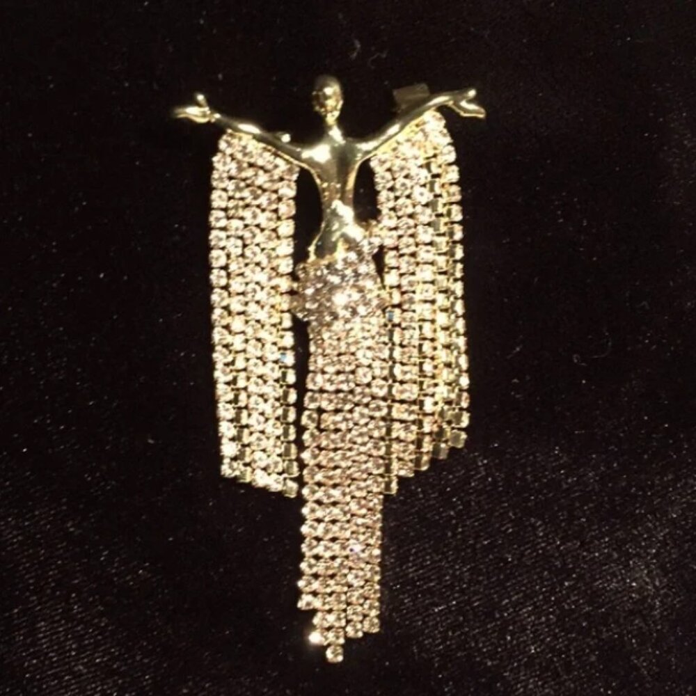 🍏50% OFF/3+...Dangling Rhinestone Tassel Dancer Brooch